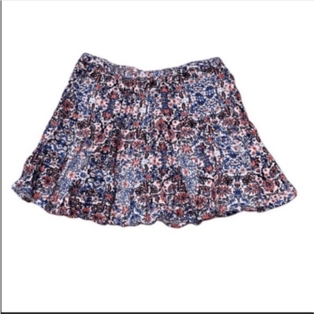 Anthropologie Ella Moss floral print flared rayon elastic waist mini skirt. Sm